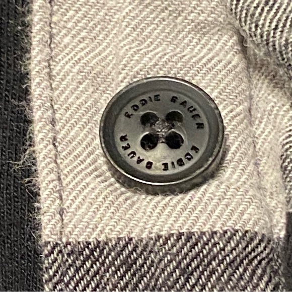 Black and White Plaid Eddie Bauer Hooded Button Up Shirt - Picture 8 of 10